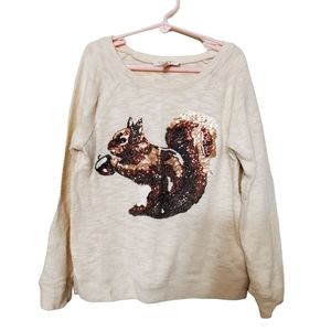 Girl's Jessica Simpson size medium cream & brown sequin squirrel sweater